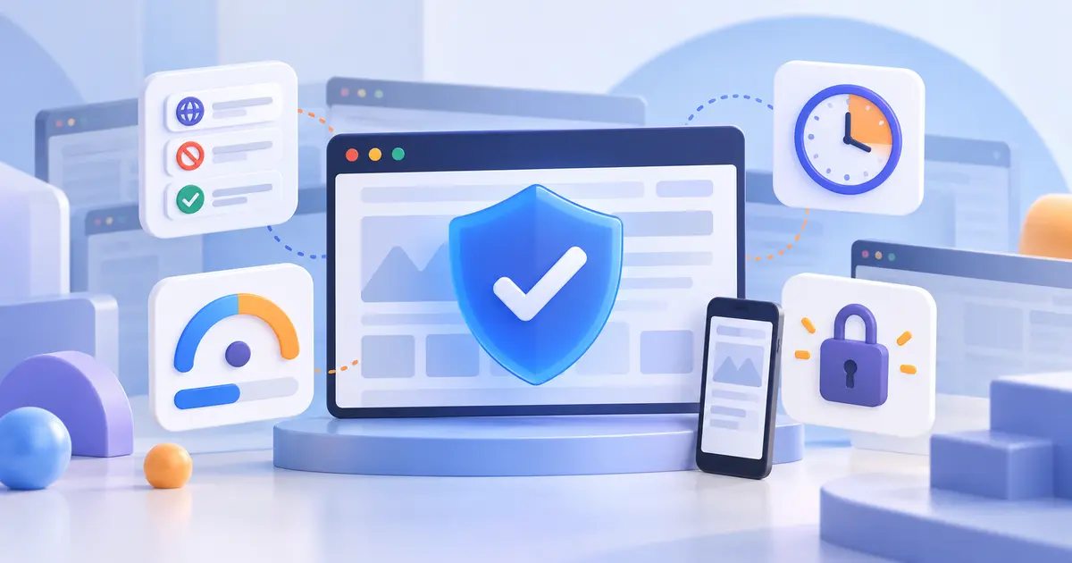 Browser website blocker comparison represented by rules, schedules, time limits, focus controls and mobile support