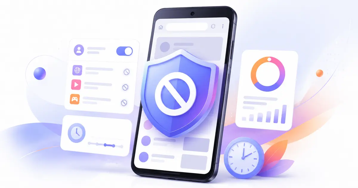 Website blocking controls protecting a mobile browser on an Android phone